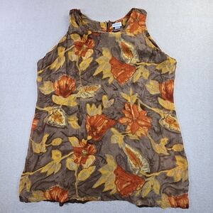 Avenue Womens Sleeveless Floral Tank Top Brown Orange Rayon Size 30 Plus